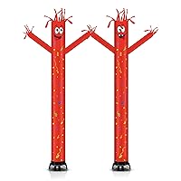 2 Pack 20 Ft Red Inflatable Tube Man Outdoor Inflatables Decor Advertising Wacky Waving Air Fly Puppet Dancer Blow Up Dancing Tube Guy for Business Yard Lawn Christmas Party, Blower NOT Included