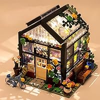 Flower House Building Kit with LED Light, Dream Cottage Series, DIY STEM Toy Friends House Building Blocks Toy with 2 Dolls, 3D Models Greenhouse Best Gift for Children 12,14, or Adults 579PCS