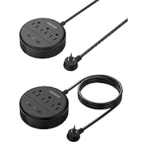 NTONPOWER Flat Plug Power Strip Bundle, 3 Outlets 2 USB Compact Power Strip with 5ft Cord and 10 ft Long Extension Cord, Right Angle Plug, Wall Mount for Office, Home, Nightstand, Dorm Essentials