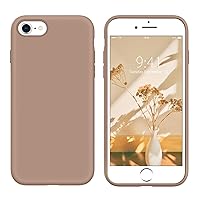GUAGUA Compatible with iPhone SE 2022/2020 Case, iPhone 8 Case iPhone 7 Case 4.7 Inch Liquid Silicone Soft Gel Slim Microfiber Lining Cushion Texture Protective Case for iPhone SE 3rd/2nd, Khaki
