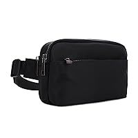 Jessie & James Crossbody Nylon Waist Pack with Adjustable Buckle Strap Fashion Multi Pocket Belt Bag| Black