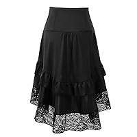 Full Skirt Slip Patchwork Gothic Skirt Dress Drawstring Halloween Skirt Girls Ballet Skirt