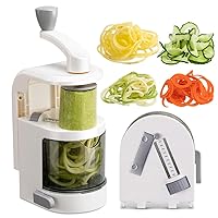 Vegetable Spiralizer 4-IN-1 Rotating Blade Veggie Spiralizer Zucchini Noodle Maker with Strong Suction Cup Spiral Vegetable Cutter Slicer - White