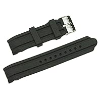 24mm Black Silicone Rubber Curved End Dive Watch Band Strap