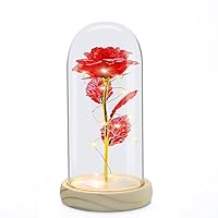 Mother's Day Rose Gifts for Women, Valentine's Day Gifts for Wife, Girlfriend, Grandma, Seven Colours Rainbow Light Up Rose in Glass Dome