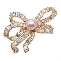 Pearl Bow Knot Pearl Brooch Pin 10mm White Freshwater Pearl Brooches