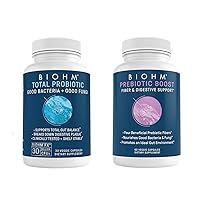 BIOHM Probiotic and Prebiotic Fiber Bundle - Combines Dietary Fiber and Digestive Enzymes for Advanced Gut Health - Non-GMO, Vegetarian, No Artificial Ingredients