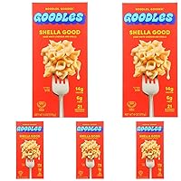 Goodles Shella Good Aged White Cheddar and Shells Pasta - Nutrient Packed with Real Cheese, Fiber, Protein, Prebiotics, Plants, & Vegetables | Non-GMO, Organic Ingredients [Shella Good, 6 oz. 5 Pack]