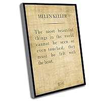 BEDROOM WALL DECORATIONS,Helen Keller Quote,The Most Beautiful Things In The World Cannot Be Seen,Canvas Quote,Art Print,Book Page Print,Literary Art Print,8x12 Inch Framed Wall Art
