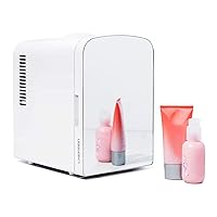 Iceman Portable Mirrored Personal Fridge 4L Mini Refrigerator, Skin Care, Makeup Storage, Beauty, Serums & Face Masks, Small For Desktop Or Travel, Cool & Heat, Cosmetic Application, White