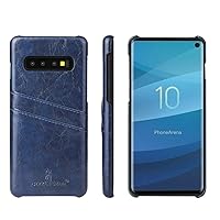 Samsung Galaxy S10 Genuine Leather Case,Simple Practical Retro Double Card Slots Genuine Leather Backcover Case for Samsung Galaxy S10 (Blue)