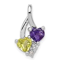 925 Sterling Silver Polished Prong set Open back Amethyst Peridot Diamond Pendant Necklace Jewelry Gifts for Women