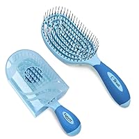 NuWay 2 Brush Set - Detangling Hair Dryer Safe Brushes for All Hair Types (Blue)