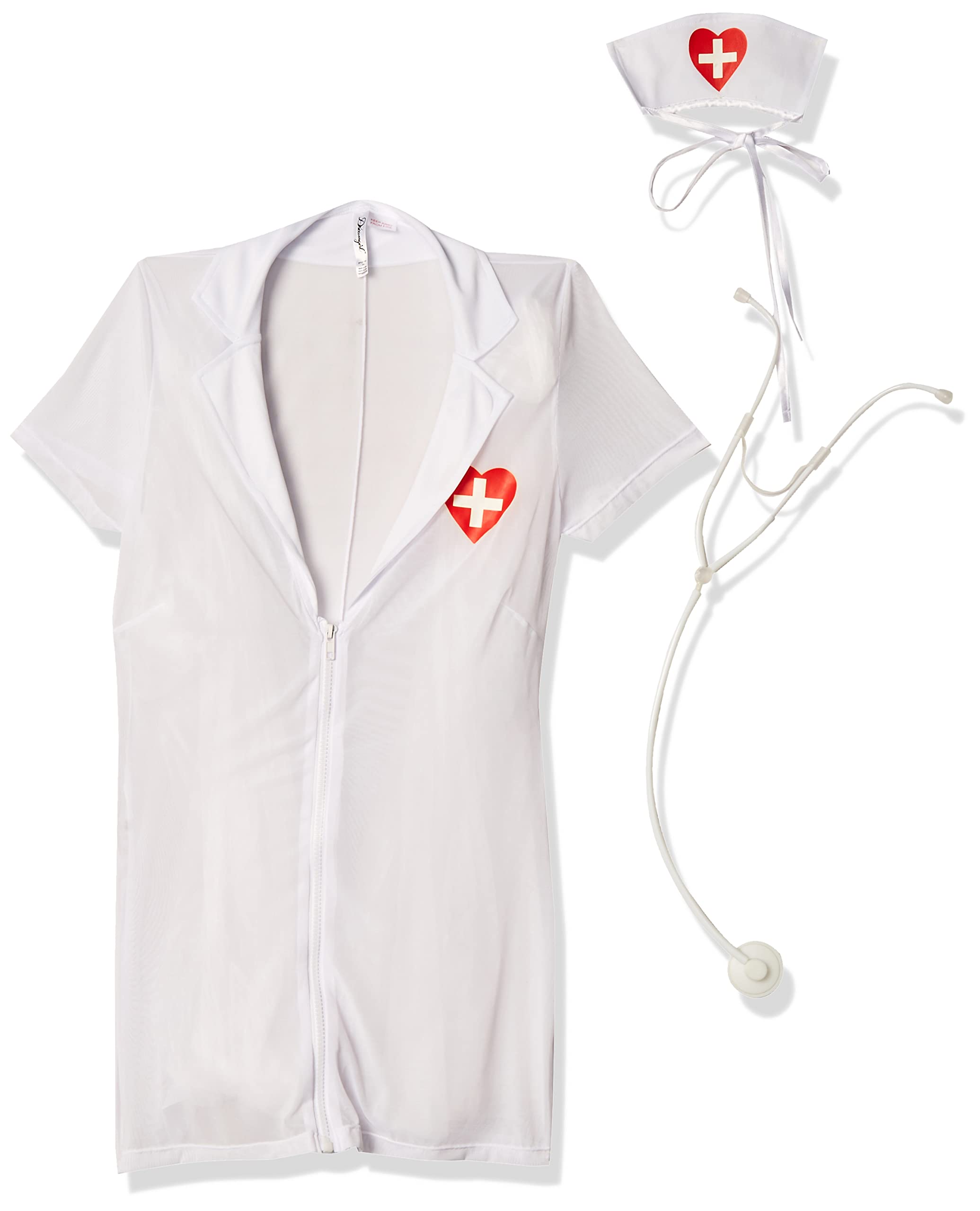 Dreamgirl Women's White Mesh ER Hottie Nurse Costume