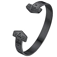 FaithHeart Viking Thor Hammer Bracelet Punk Mjolnir Cuff Bangles Amulet Jewelry