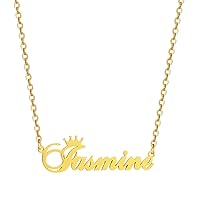 SKQIR Gold Custom Women Name Necklace Personalized, Customized Chains Name Pendants Necklaces Personalized Name Necklace with Crown for Women Girl Gift