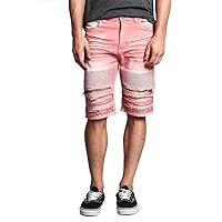 Zippered Biker Style Ribbed Moto Ripped Distressed Denim Jean Shorts