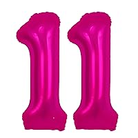 40 inch Hot Pink Number 11 Balloon, Giant Large 11 Foil Balloon for Birthdays, Anniversaries, Graduations, 11th Birthday Decorations for Kids