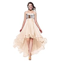 Strapless Chiffon and Snowfall Camo Bridal Reception Dresses Evening Prom Dress High Low