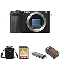 Sony Alpha a6600 Full Frame Mirrorless Interchangeable Lens Digital Camera - Bundle with Shoulder Bag, 32GB SD Card, Card Reader, Extra Battery, Charger