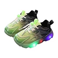Children's Sneakers Color Gradient LED Light Shoes Dad Shoes Lace Up Soft Soles Size 3 Girls Shoes
