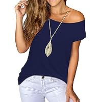 Womens Off The Shoulder Tops Summer Cute Cotton Short Sleeve Tee T-Shirt