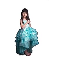 Kelaixiang Blue High-Low Princess Ball Party Dress for Girls