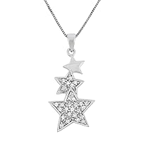 1/5 CTTW Sterling Silver Diamond star Necklace