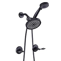 LIWEIKE 2 Handle Shower Faucet Set, Wall Mounted Two Handles Rain Shower Head and Handle Set Matte Black with Rough-in Value Black Shower Faucet and Handle Set