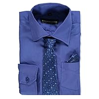 Kids World Boys' Dress Shirt & Tie (Patterns May Vary) - royal blue, 5
