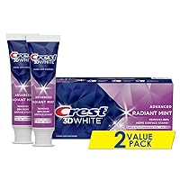 3D White Radiant Mint, Teeth Whitening Toothpaste, 3.8 oz, Pack of 2