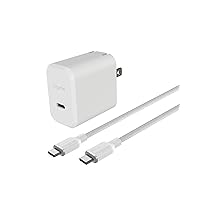 mophie 30W USB C GaN Charger with 2M/6ft USB-C to USB-C Cable Bundle -Fast Wall Charging, Universal Compatibility, Durable Braided, Eco-Friendly, White
