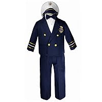 Leadertux Sailor Captain Suits for Boys Outfits from New Born to 7 Years Old (12-18 Months, Navy Pants)