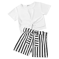 Toddler Girls Summer Clothes Set Short Sleeve T-Shirt Tops + Casual Shorts Set 2Pcs Cute Summer Short Outfits 1-5T