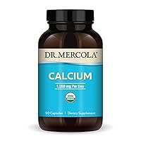 Organic Calcium, 30 Servings (90 Capsules), Dietary Supplement, 1200 mg Per Day, Supports Healthy Bones, Non-GMO, Certified USDA Organic