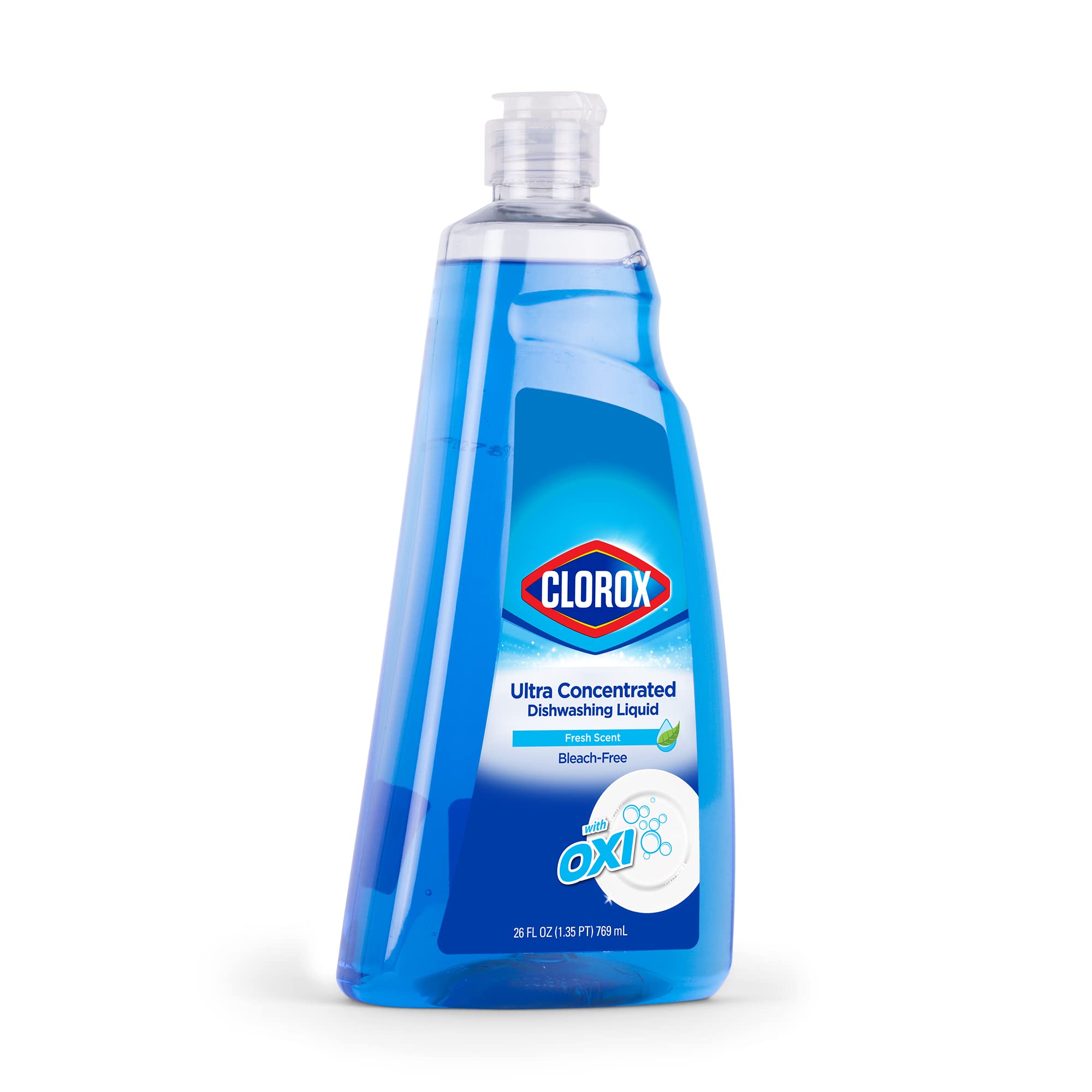 Clorox Liquid Dish Soap with Oxi in Fresh Scent, 26 Fl Oz | Bleach-Free Dishwashing Liquid Powers Through Grease to Wash Dishes and Clean | Ultra Concentrated Clorox Dishwashing Soap