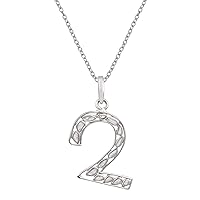 Personalized 2 Number Necklace 0.35 Ctw Natural Polki Diamond High Finish Platinum Plated 925 Sterling Silver Pendant