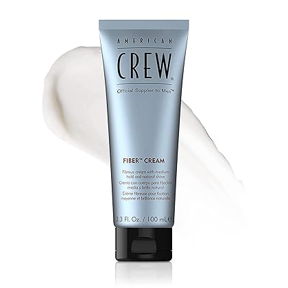 Men's Fiber Cream by American Crew, Like Hair Gel with Medium Hold & Natural Shine, 3.3 Fl Oz