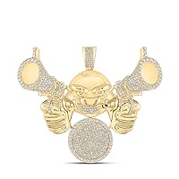 10kt Yellow Gold Mens Round Diamond Hold Up Charm Pendant 3-1/4 Cttw