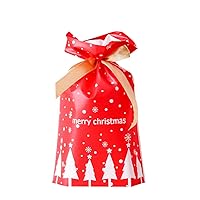 Amosfun 50PCS Christmas Drawstring Gift Bags Christmas Tree Candy Boxes Holiday New Years Eve Party Favor Supplies