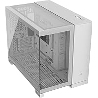 CORSAIR 2500X Small-Tower mATX Dual Chamber PC Case – Panoramic Tempered Glass – Reverse Connection Motherboard Compatible – No Fans Included – White