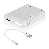 Portable AA Battery Travel Charger for TCL 20 R 5G and Emergency Re-Charger with LED Light! (Takes 4 AA Batteries,USB-C) [White]