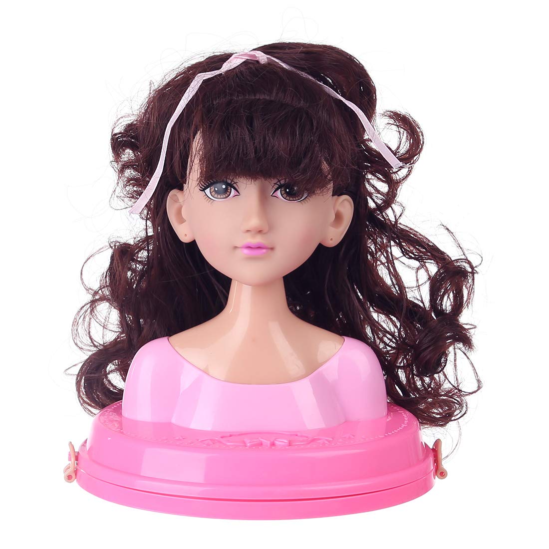 Topoo Styling Head Doll for Girls, Makeup Hairstyle Pretend Play Set with Styling Accessories for Kids Type C