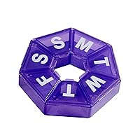 Weekly Pill Organizer and Planner, Travel Pill Planner, 7-Sided, Purple (67009PAMT)