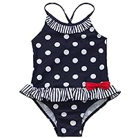 TiaoBug Infant Baby Girls One Piece Swimsuit Cute Polka Dots Printed Bathing Suit Ruffled Sleeveless Swimwear Swimdress