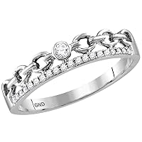 The Diamond Deal 14kt White Gold Womens Round Diamond Rolo Link Stackable Band Ring 1/12 Cttw
