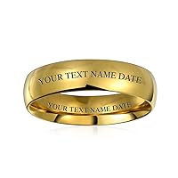 Personalize Unisex Plain Simple Dome Comfort Fit 5MM Wedding Band Ring For Couples For Men Women Gold Plated Silver Tone Stainless Steel