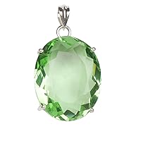 GEMHUB Green Amethyst 27.10 Gram Oval Shape 925 Sterling Silver Amethyst Gemstone Pendant Without Chain Jewelry