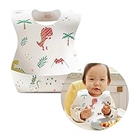 seilmost Baby Large Disposable Bibs - Toddler Travel Bibs with Individual Package - Big Pocket Leakproof bibs for Feeding （Dinosaurs,26PCS）