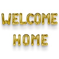 NICROLANDEE Welcome Home Balloons 16 Inch Gold Foil Letters Banner Balloons Mylar Balloons for Family Party Decorations Supplies (Gold)